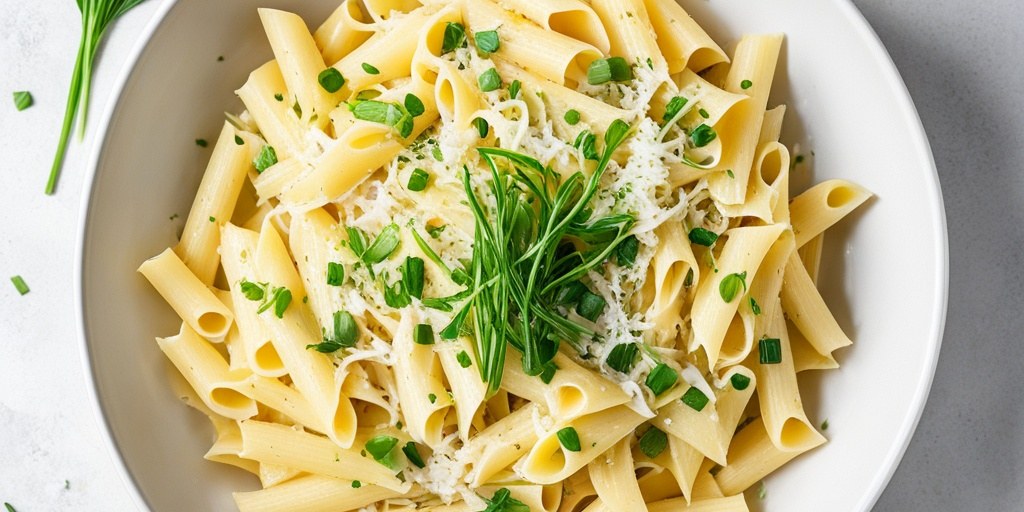 Cream cheese pasta with lemon and herbs
