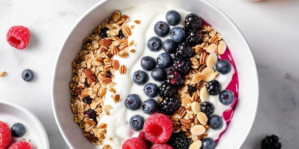 Greek yogurt with berries and honey