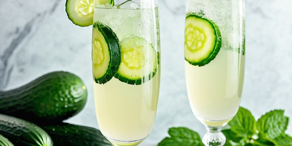 Sparkling elderflower and cucumber cooler