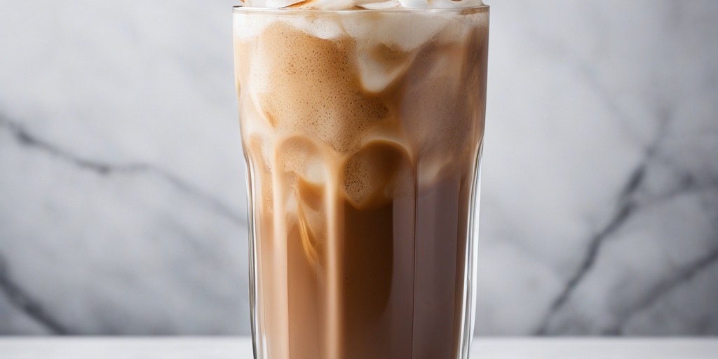 Iced decaf vanilla latte