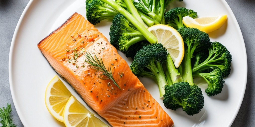 Baked salmon with lemon and dill