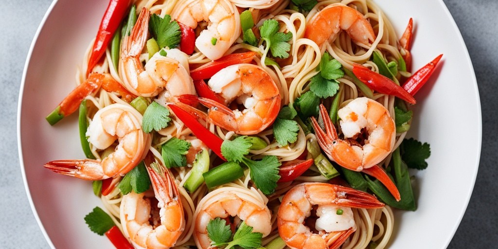 Prawn stir-fry with noodles