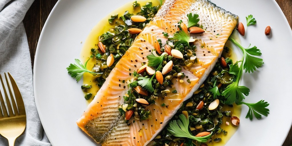 Pan-fried trout with almonds and capers