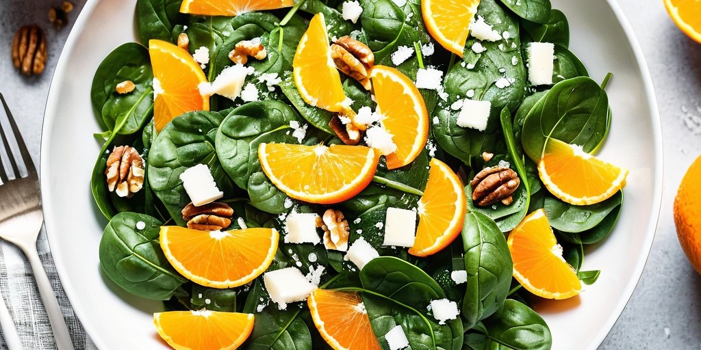 Orange, spinach, and walnut salad