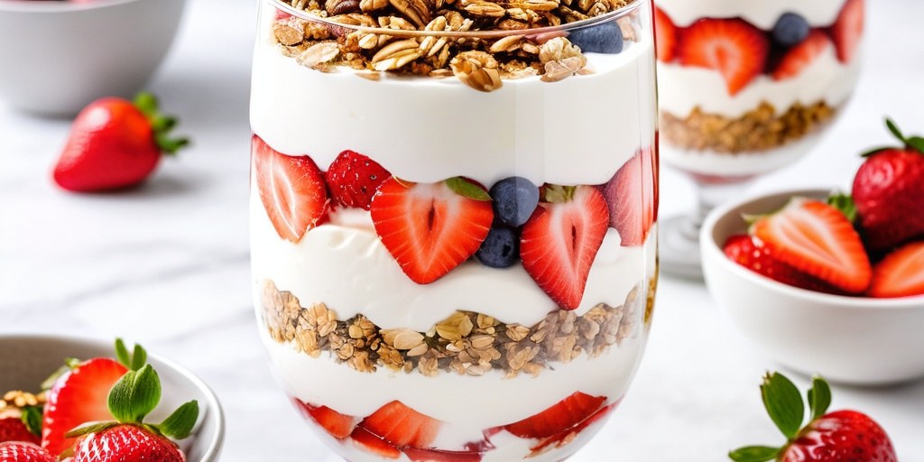 Strawberry and yogurt parfait
