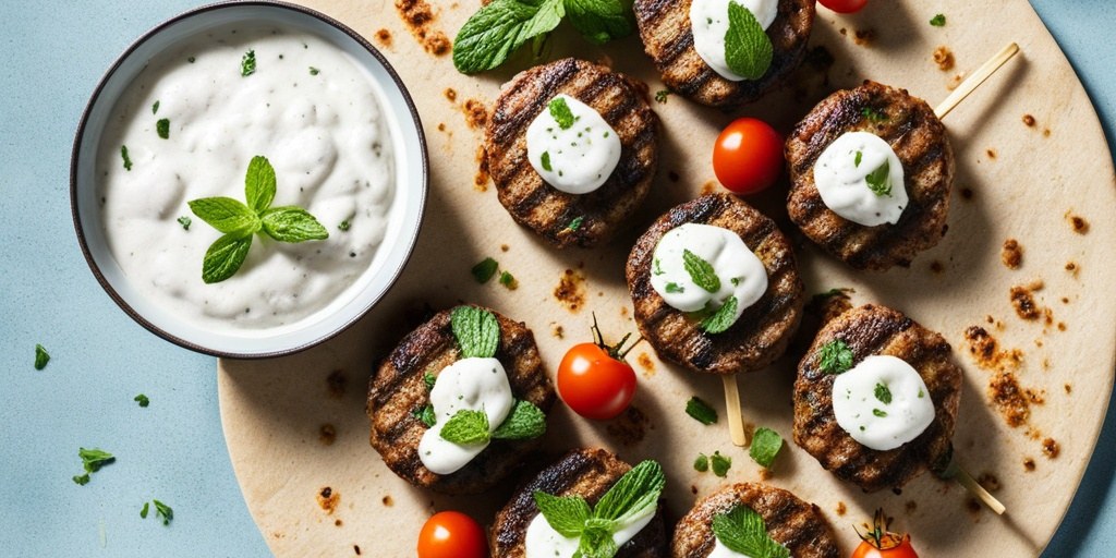 Lamb kofta with flatbreads
