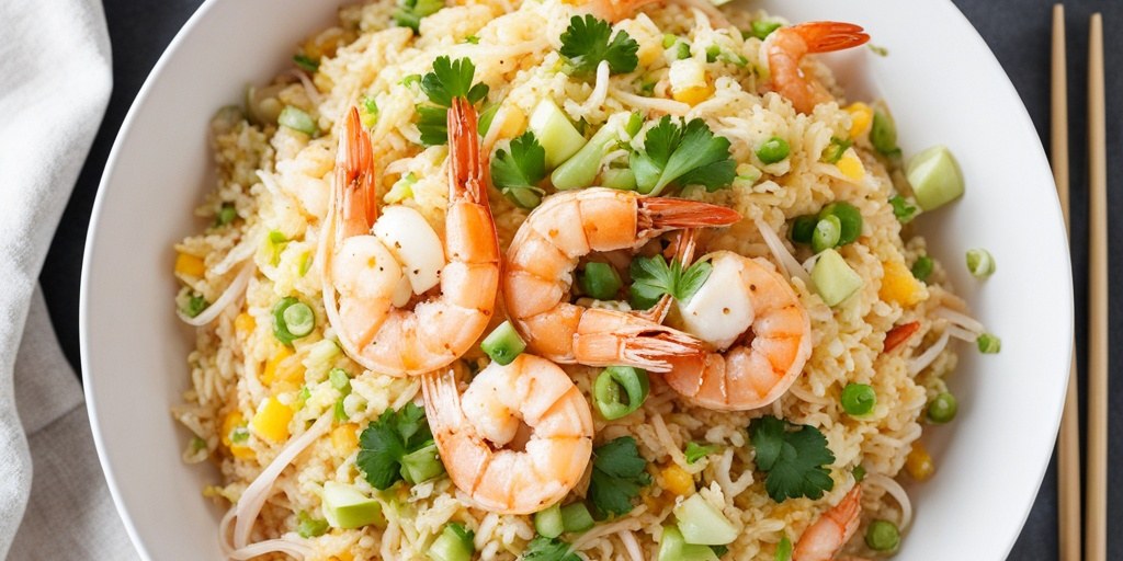 Prawn and bean sprout fried rice