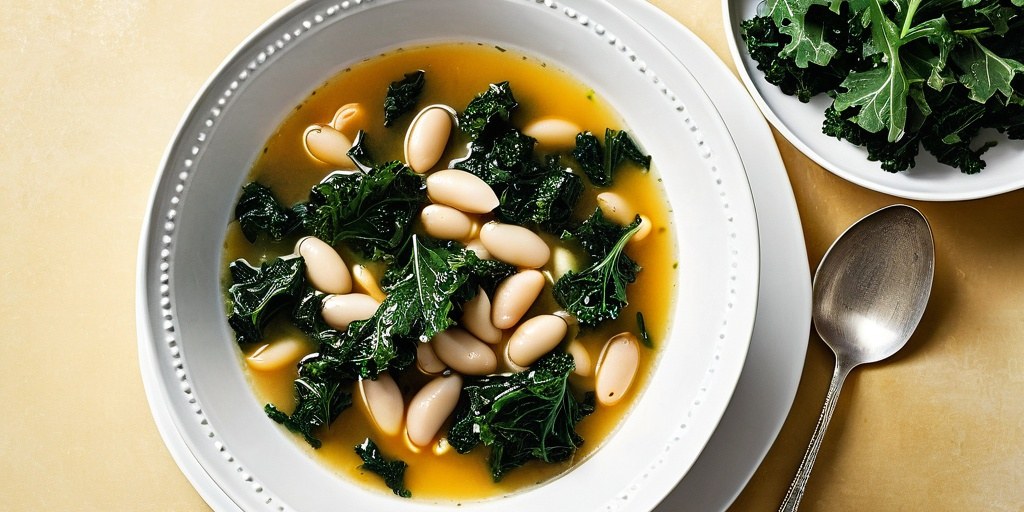 Kale, white bean, and lemon soup