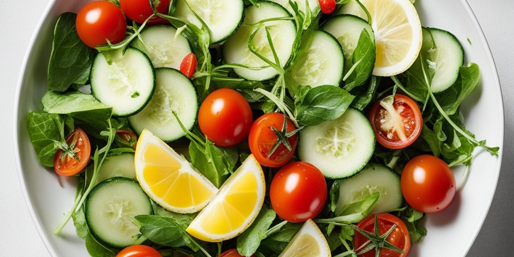 Simple green salad with lemon dressing